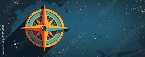 Bold vector icon of a compass needle pointing towards a star, depicting leadership as guidance and direction photo