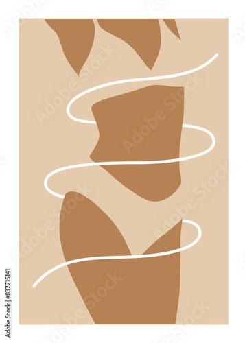 A woman's silhouette wrapped in a ribbon. The concept of a slim figure, healthy body and care
