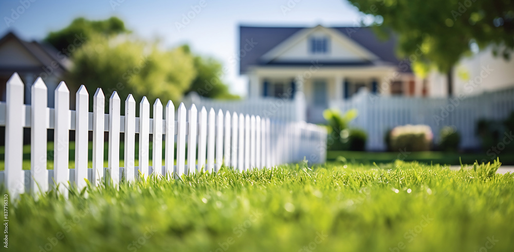 Sunlit Home with White Picket Fence Sunlit Home with White Picket Fence