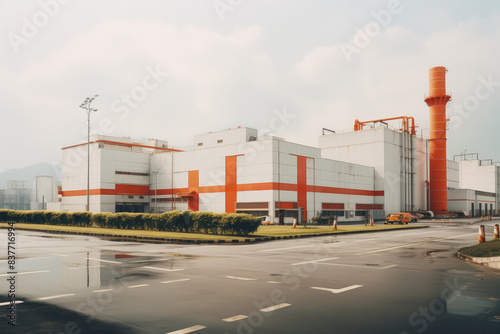 Modern Industrial Facility With Red Accents