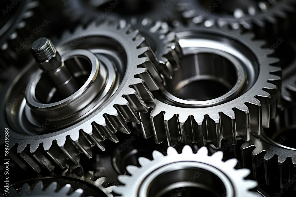 Interlocking Metal Gears in Close-Up Detail Interlocking Metal Gears in Close-Up Detail