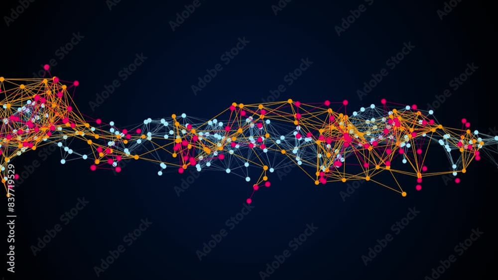 Expanding and Growing Neural Network from Center Core to Large Scale and Complex Web with Nodes and Connections. AI, Computer Algorithms, Artificial Intelligence and Large Language Model Visualization