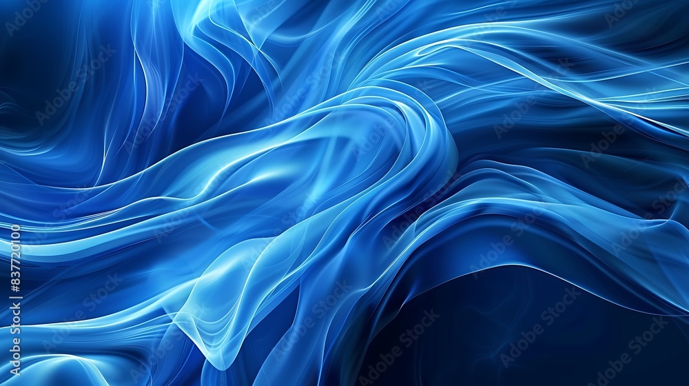 Abstract phthalo blue waves merging in a tranquil display Abstract phthalo blue waves merging in a tranquil display