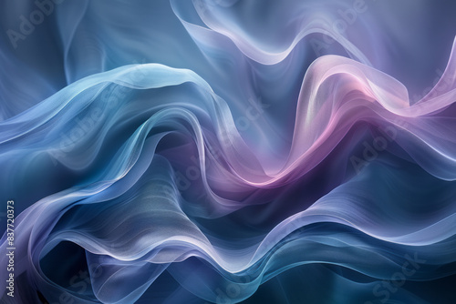 Abstract waves with gradient curves that transition from deep blues to vibrant turquoise,