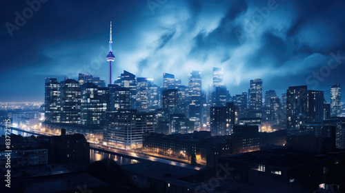 Wallpaper Mural Illuminated City Skyline at Night Torontodigital.ca