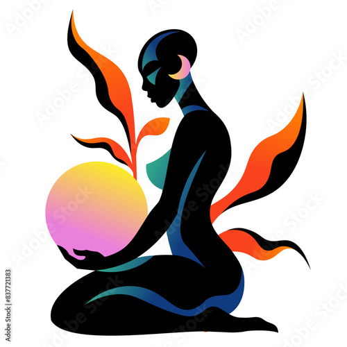 African woman holding sun