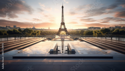 Eiffel Tower at Sunrise with Reflections © evening_tao