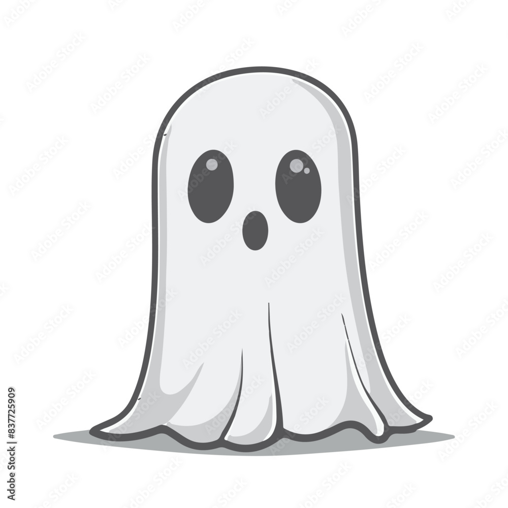 Obraz premium Cute ghost logo icon, black vector illustration on white background