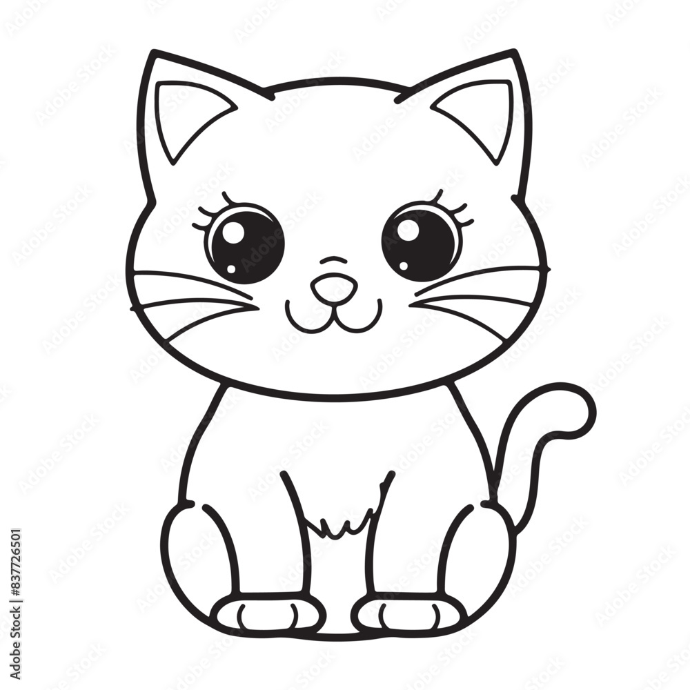 Cute simple cat icon design, black vector illustration on white background Cute simple cat icon design, black vector illustration on white background