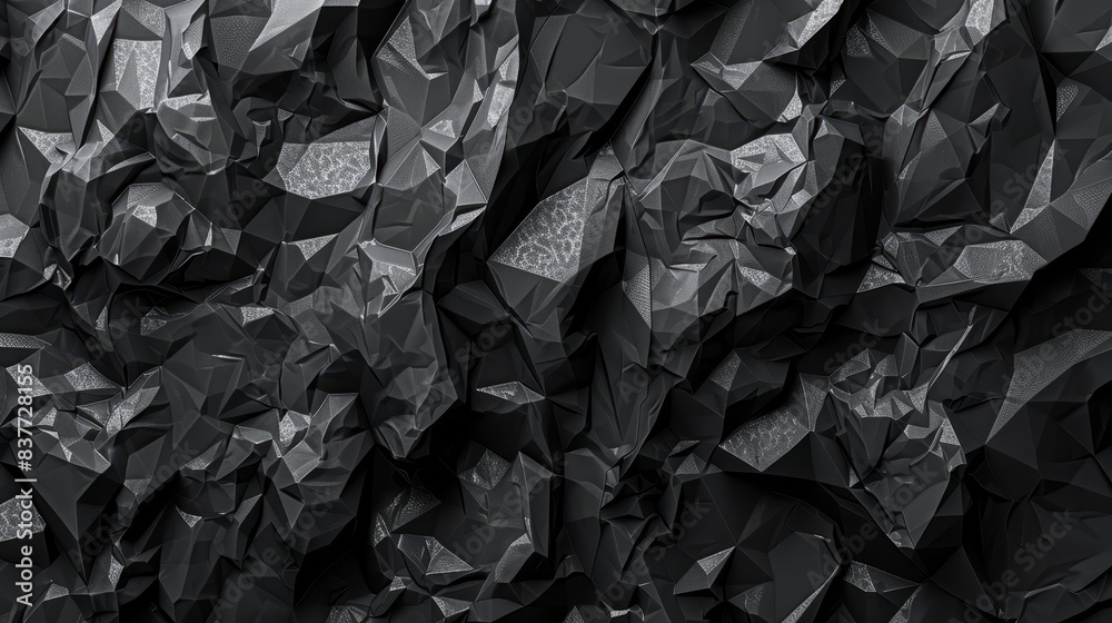 A black-and-white image of a wall composed of assorted black and white paper pieces against a deeply recessed black backdrop A black-and-white image of a wall composed of assorted black and white paper pieces against a deeply recessed black backdrop