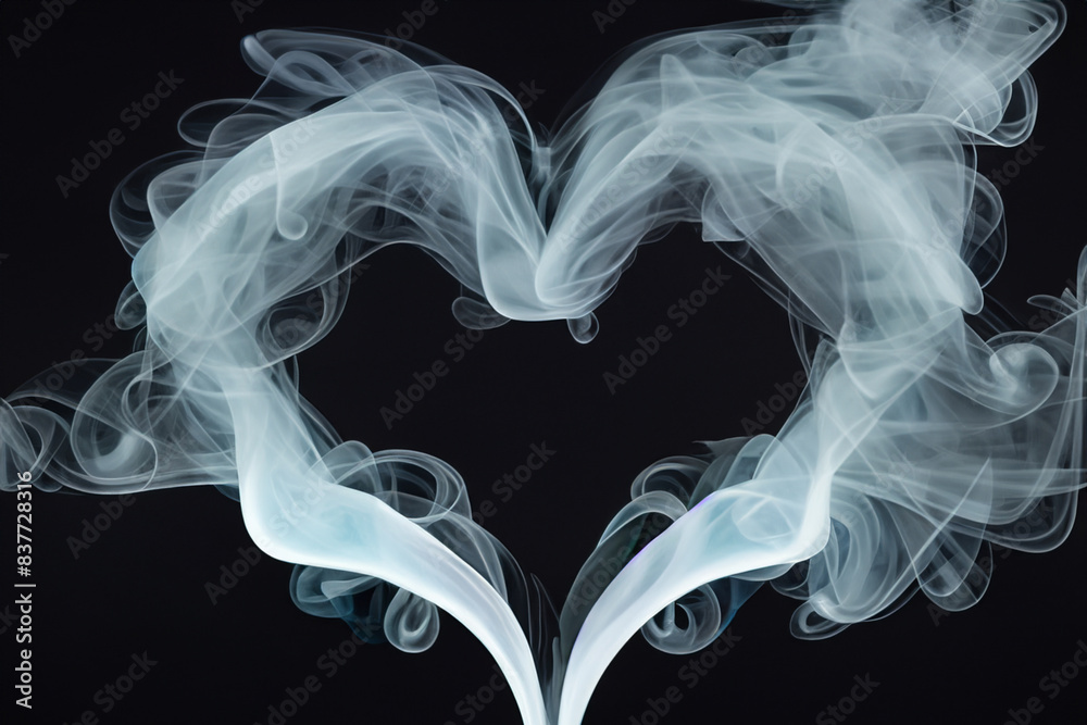 smoky heart. beautiful heart made of gray smoke on a black background. aesthetics and love concept smoky heart. beautiful heart made of gray smoke on a black background. aesthetics and love concept
