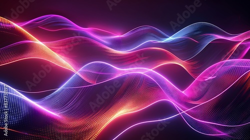 Futuristic Neon Lights Blending with Abstract Wavey Line Art in Modern Design
