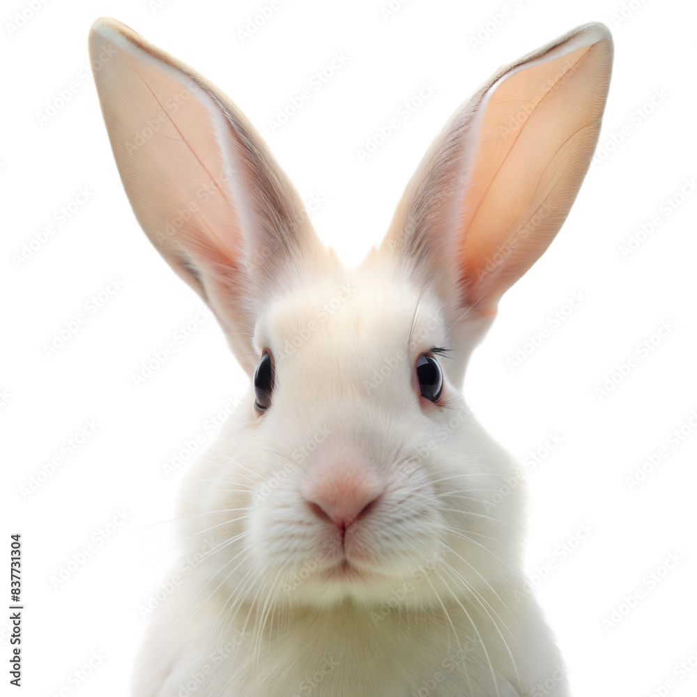 White rabbit portrait on white background