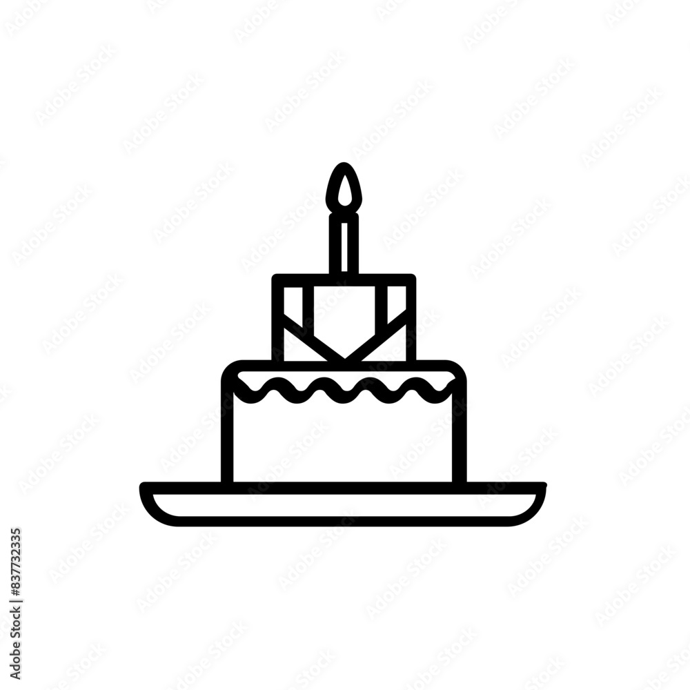 cake icon outline design with candle cake icon outline design with candle