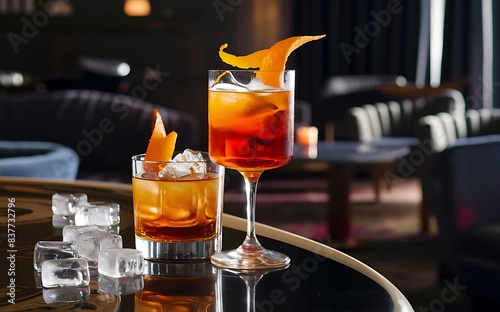 Bibliotheque cocktail on lounge bar counter relaxation drink photo