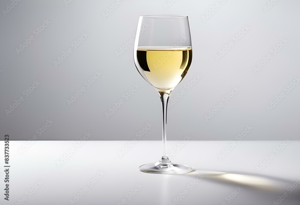 AI generated illustration of a glass of white wine on a gray background AI generated illustration of a glass of white wine on a gray background
