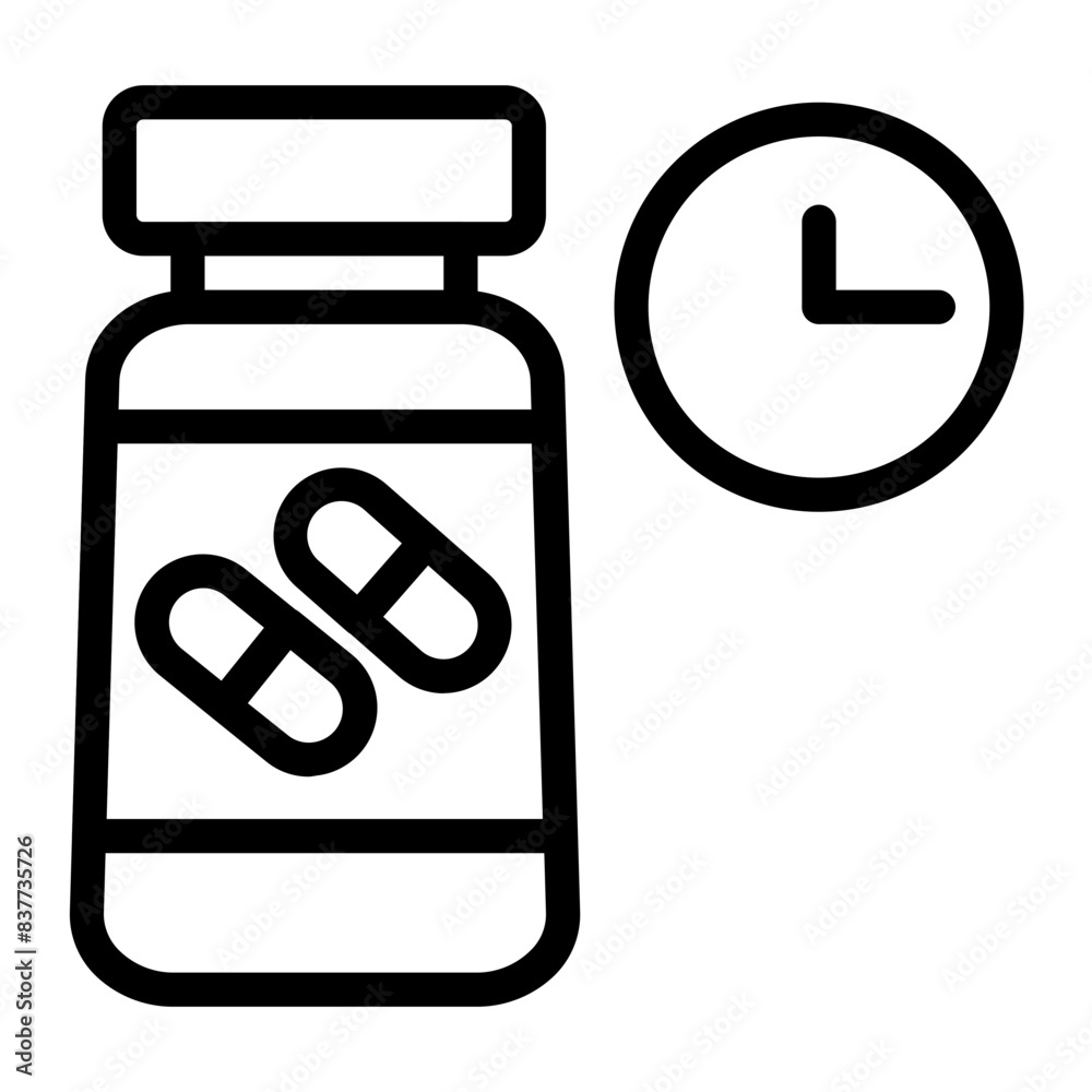 time to take medicine line icon style time to take medicine line icon style