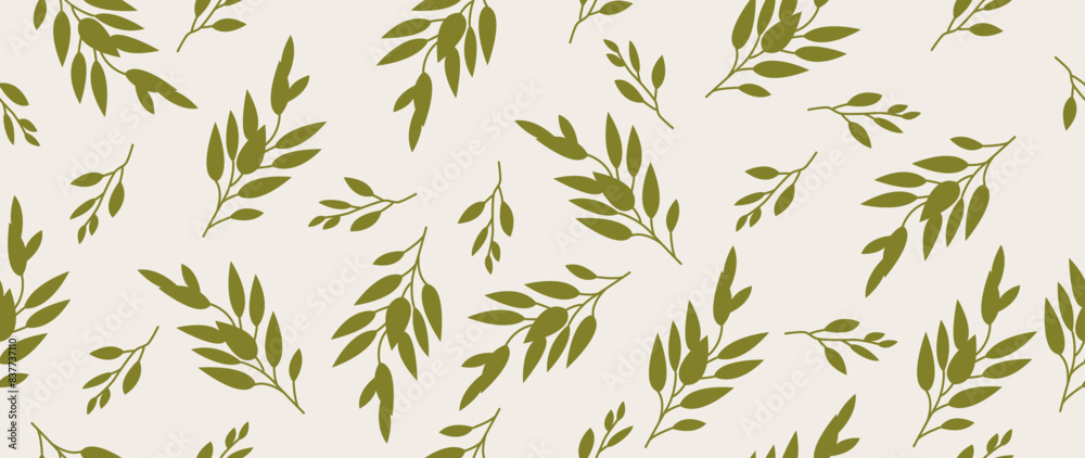 Naklejka premium Vector seamless background. Minimalistic abstract floral pattern. Modern print on a light background. Ideal for textile design, screensavers, covers, cards, invitations and posters.