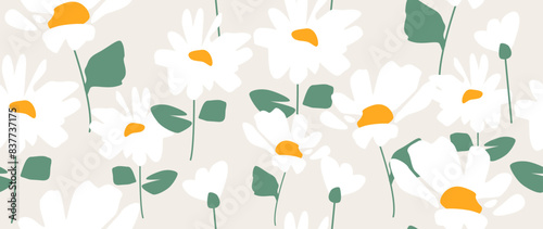 Vector seamless background. Minimalistic abstract floral pattern. Modern print on a light background. Ideal for textile design, screensavers, covers, cards, invitations and posters.