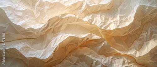 Wallpaper Mural A close-up view of a textured paper background, featuring subtle creases and folds that create an intricate pattern. The interplay of light and shadow enhances the depth and dimension of the surface, Torontodigital.ca