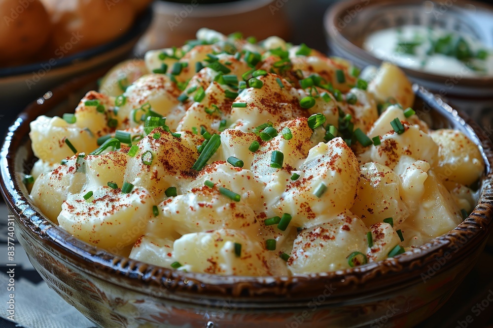 Potato Salad - Creamy potato salad with chunks of potatoes and green onions. Potato Salad - Creamy potato salad with chunks of potatoes and green onions.