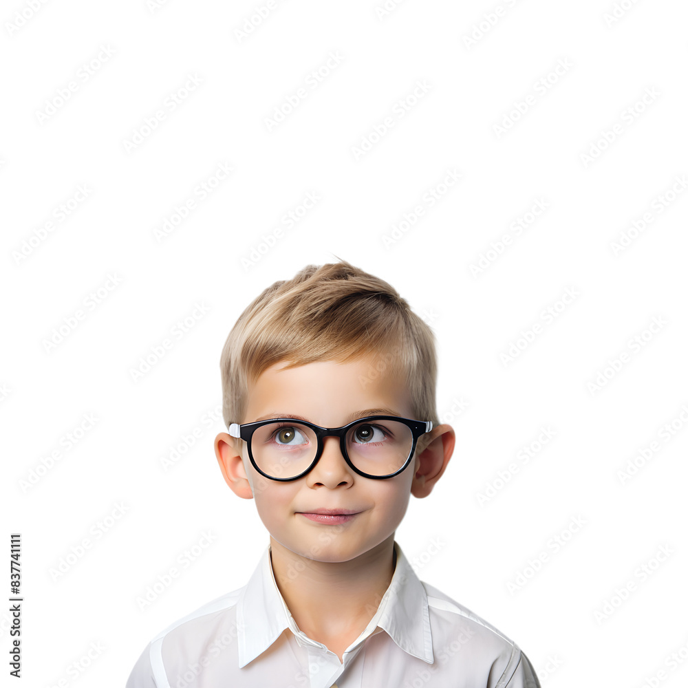 Portrait of a thinking young boy isolated on white background Portrait of a thinking young boy isolated on white background