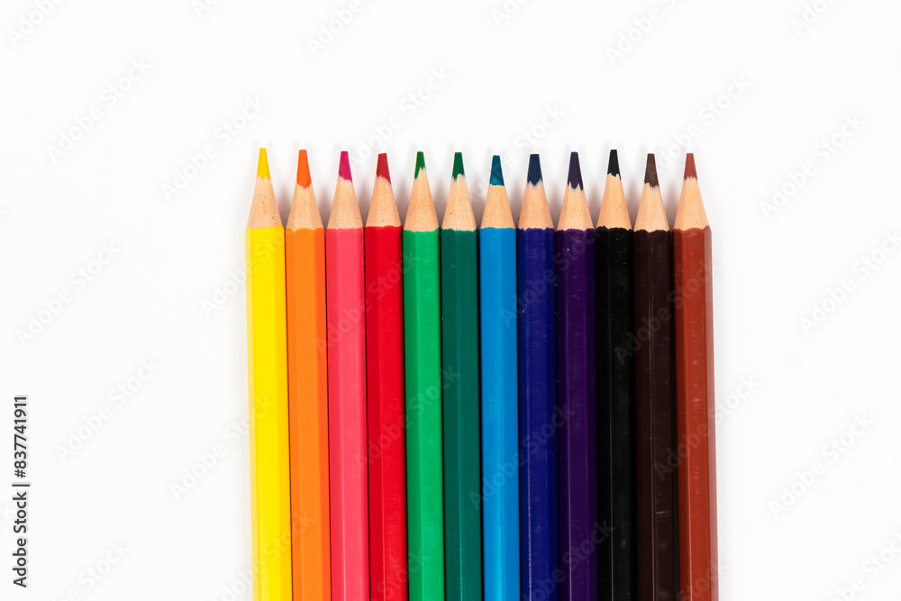 Color pencils isolated on white background