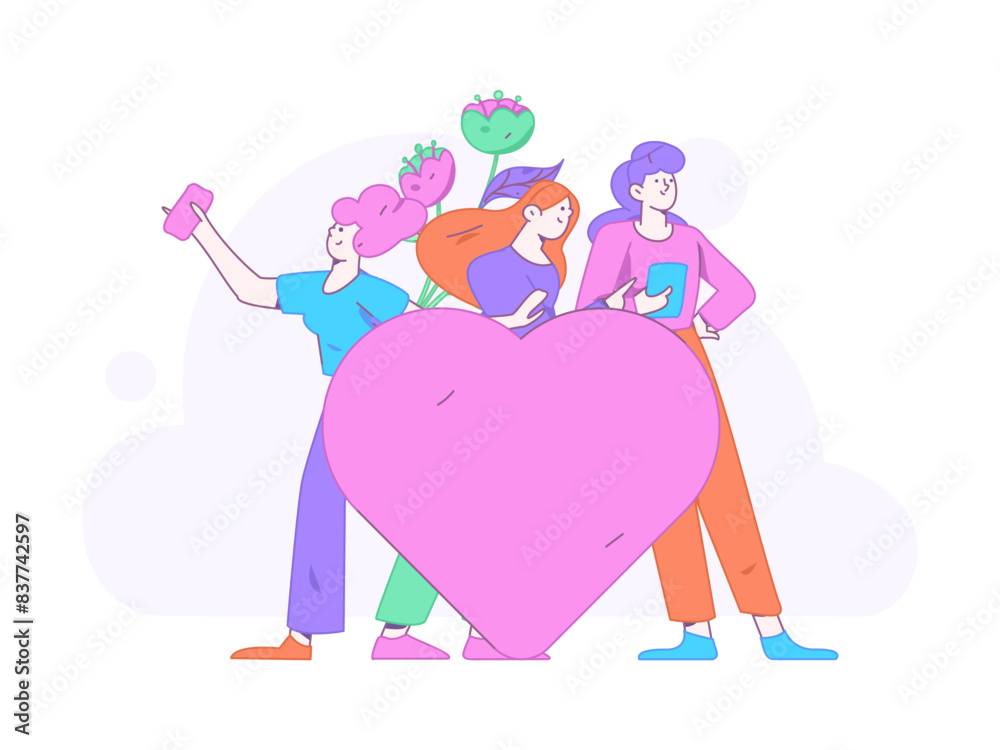 Fototapeta premium 3.12 International Women's Day professional women flat character vector concept operation hand drawn illustration 