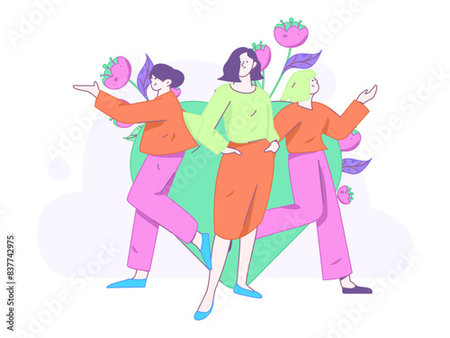 3.12 International Women's Day professional women flat character vector concept operation hand drawn illustration

