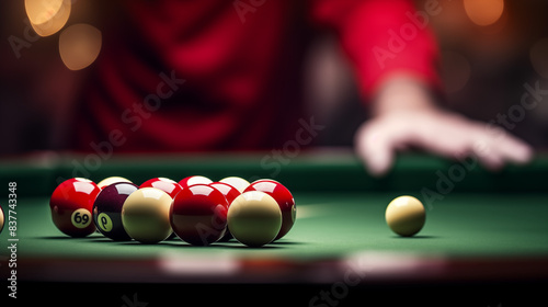 snooker table with balls photo