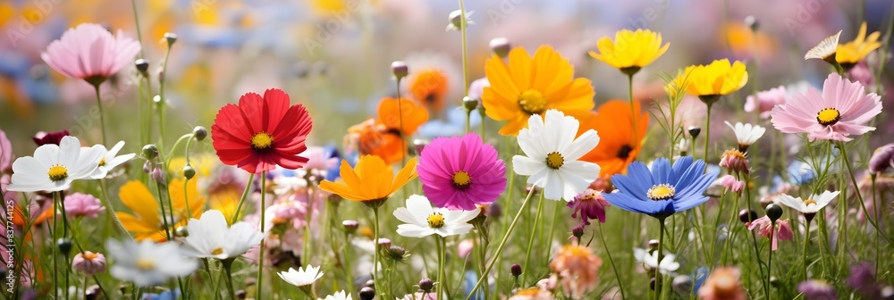 Vibrant Wildflower Meadow in Full Bloom   Colorful Floral Landscape for Nature Garden and Environmental Concepts