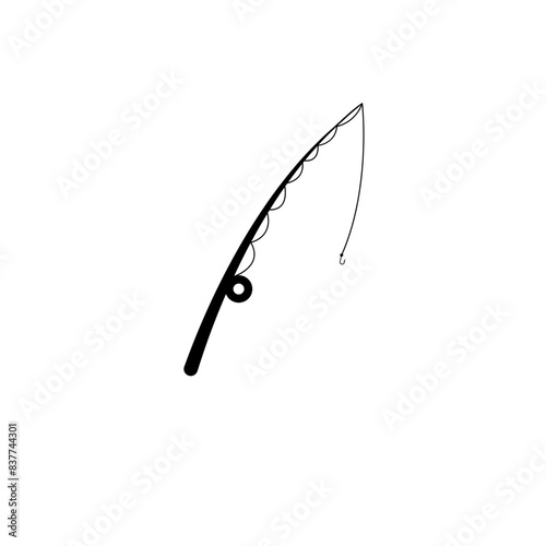 Telescopic Fishing Rod Pole Solid Flat Vector Icon Isolated on White Background.