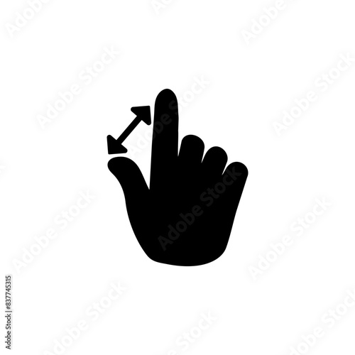 Enlarge Gesture, Hand Zoom Solid Flat Vector Icon Isolated on White Background.