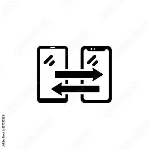 Contactless Payment Mobile Phones, Transferring Money Solid Flat Vector Icon Isolated on White Background.