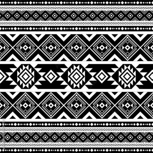 Native geometric ethnic pattern vector vintage style 2 tone black and white graphic design for clothing, home decoration, carpet, fabric. Traditional border graphic eps1 vector. photo