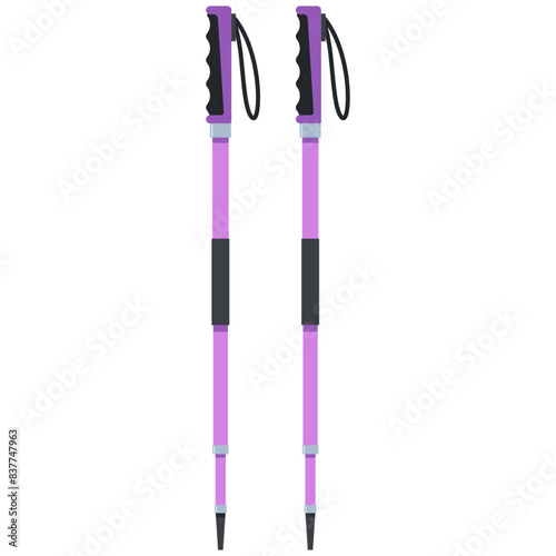 Trekking poles vector cartoon illustration isolated on a white background.