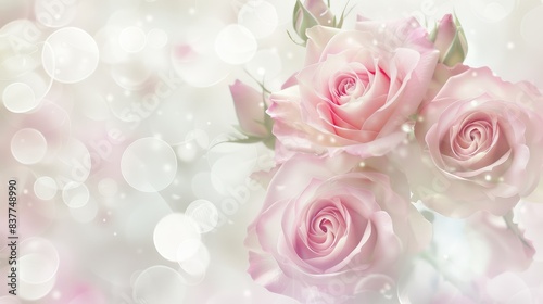 Elegant Pink Roses in a Dreamy Sparkle Background