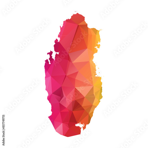 Abstract Polygon Map - Vector illustration Low Poly Color Rainbow Qatar map of isolated. Vector Illustration eps10.