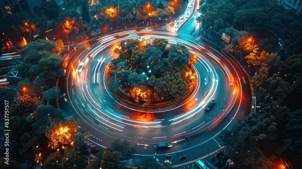 Obraz premium point of view roundabout at city 