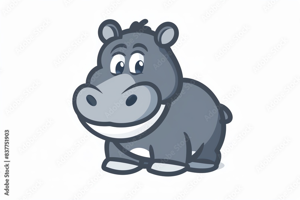 Cute cartoon hippopotamus with a big smile. Cute cartoon hippopotamus with a big smile.
