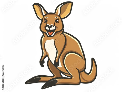 Cartoon illustration of a happy kangaroo.