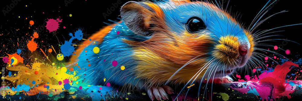 hamster in neon colors in a pop art style hamster in neon colors in a pop art style