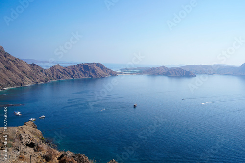 Panoramic warm view at top of Labuan Bajo Island, Indonesia