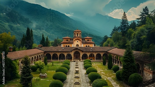 Majestic Rila Monastery a Spiritual Sanctuary Nestled in the Bulgarian Mountains photo