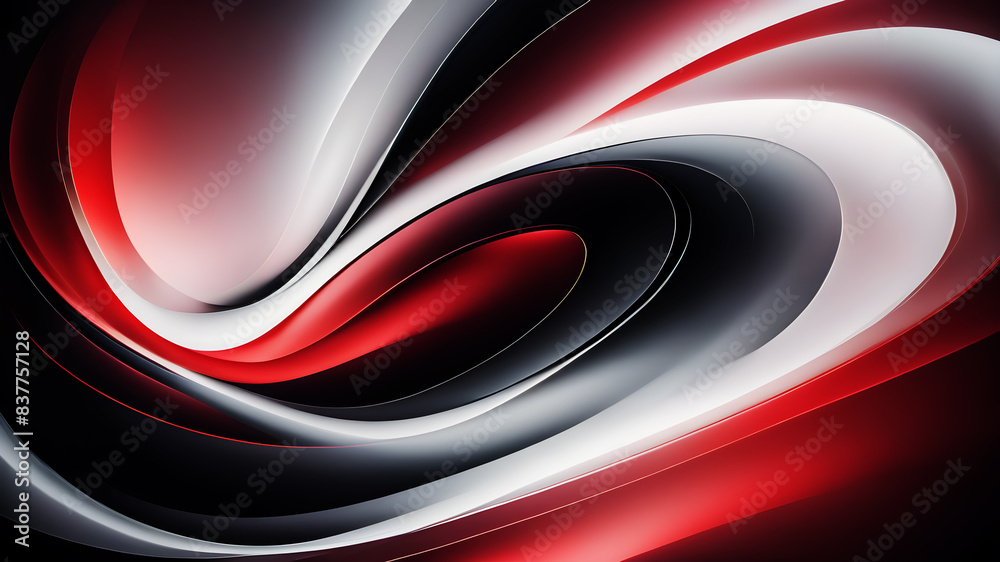 Obraz premium Generate an abstract background with gentle pastel curves in colors red,white and black. The curves should intertwine harmoniously, creating a soft and calming visual experience.