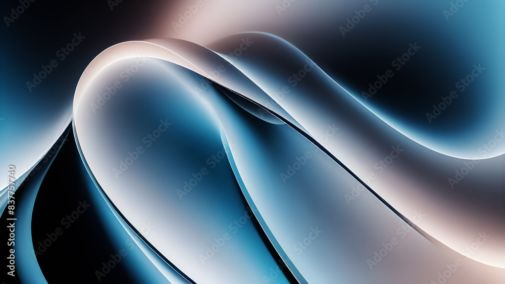 Naklejka premium Generate an abstract background with gentle pastel curves in colors black and blue. The curves should intertwine harmoniously, creating a soft and calming visual experience.