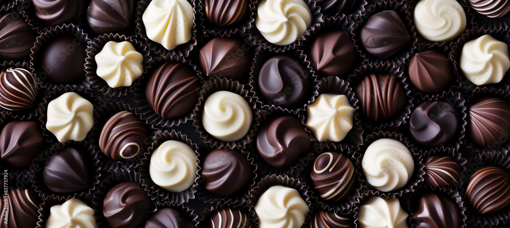 Assorted High-Quality Black and White Chocolates Pattern Assorted High-Quality Black and White Chocolates Pattern