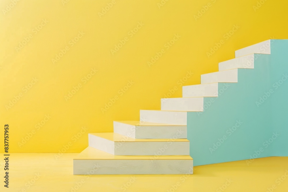 Concept of achieving success, featuring stairs against an isolated background, minimalist style Concept of achieving success, featuring stairs against an isolated background, minimalist style
