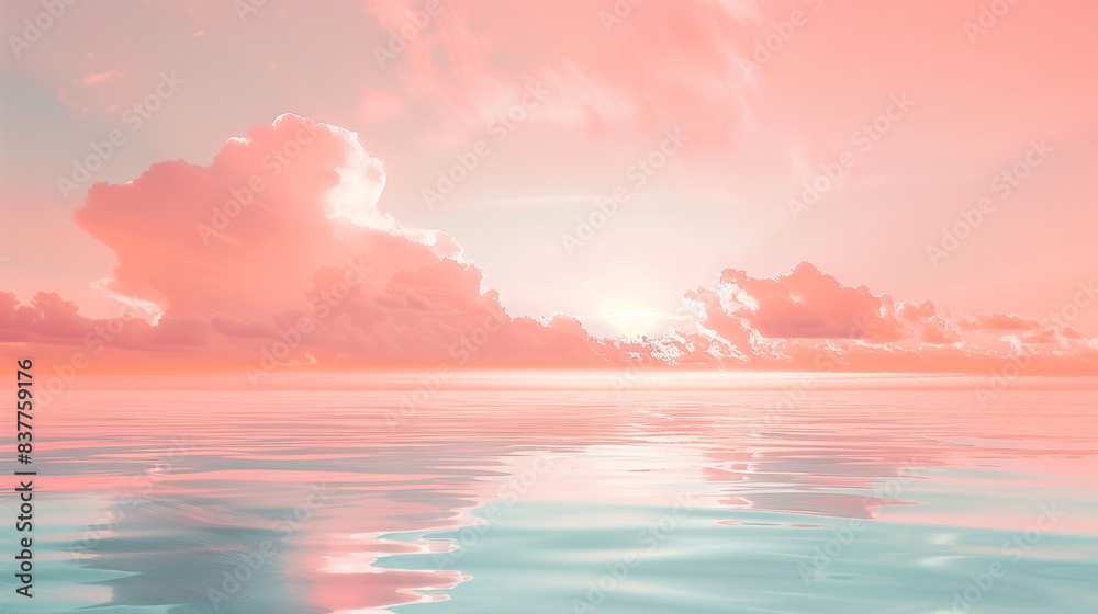 Fototapeta premium Serene Sunset Over Calm Sea With Pink Skies
