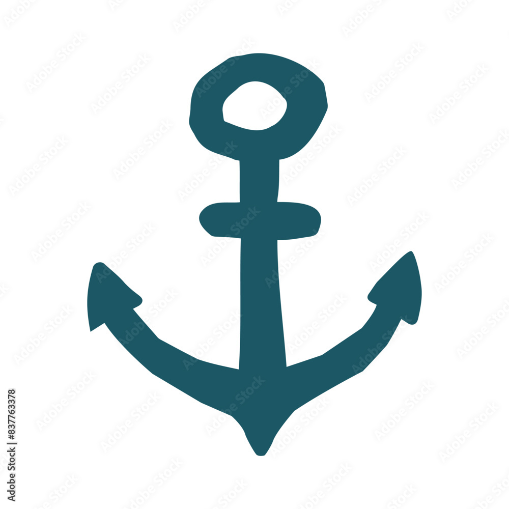 Cute anchor icon. Vector flat hand drawn summer vacation illustration in cartoon style Cute anchor icon. Vector flat hand drawn summer vacation illustration in cartoon style